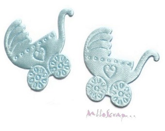 Appliques petits landaus, landaus tissu, embellissement scrapbooking, 5 pièces