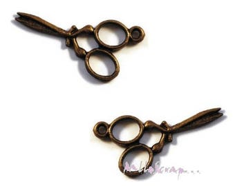 Scissors, bronze scissors, scrapbooking charms, 5 pieces