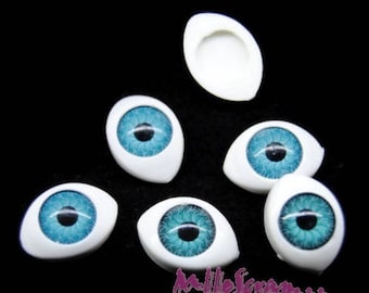 Yeux bleus, yeux mobiles, embellissement scrapbooking, 6 pièces