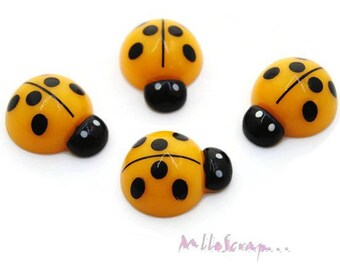 Cabochons coccinelles, coccinelles résine, embellissement scrapbooking, 4 pièces