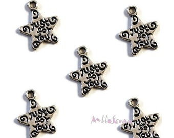 Star charms, stars just for you, scrapbooking charms, 5 pieces