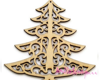 Embellissement bois, sapin de noel, embellissement scrapbooking, 1 pièce