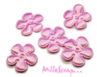 Appliques petites fleurs, fleurs tissu, embellissement fleurs, fleurs scrapbooking, 5 pièces