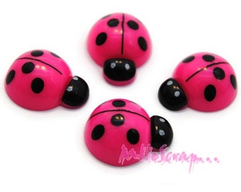 Ladybug cabochons, resin ladybugs, scrapbooking embellishment, 4 pieces