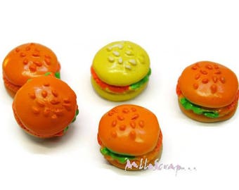 Hamburgers, cabochons hamburger,  embellissement scrapbooking, 5 pièces