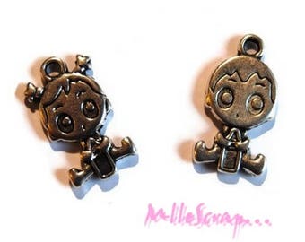 Baby charms, baby girl, baby boy, scrapbooking charms, 2 pieces