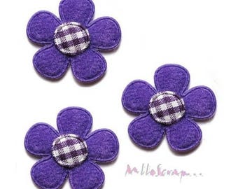 Appliques fleurs, fleurs tissu, embellissement fleurs, fleurs scrapbooking, 5 pièces