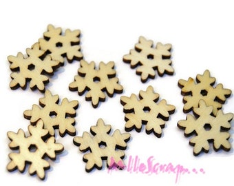 Flocons de neige, flocons NOEL bois, embellissement scrapbooking, 10 pièces