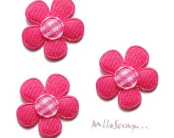 Appliques fleurs, fleurs tissu, embellissement fleurs, fleurs scrapbooking, 5 pièces