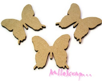 Papillons bois, papillons à décorer, embellissement scrapbooking, 3 pièces