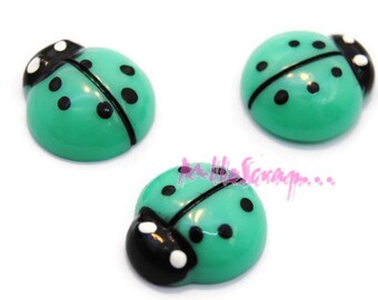 Cabochons coccinelles, coccinelles résine, embellissement scrapbooking, 3 pièces