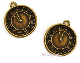 Breloques pendules, pendules bronze, breloques scrapbooking, 2 pièces