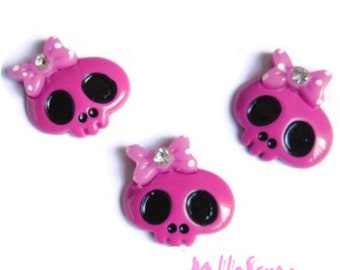 Cabochons têtes de mort, têtes de mort, embellissement scrapbooking, 3 pièces