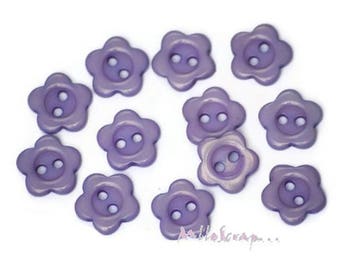 Boutons plastique, boutons fleurs, boutons scrapbooking, 10 pièces