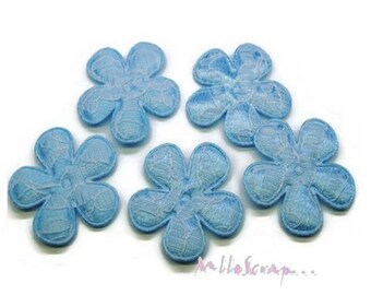 Appliques fleurs, fleurs tissu, embellissement fleurs, fleurs scrapbooking, 5 pièces