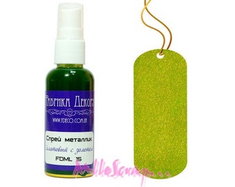 Encre liquide, spray 50ml, encre metallic lime gold, spray Fabrika Decoru, encre scrapbooking