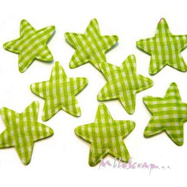 Appliques étoiles, étoiles tissu, étoiles vichy, embellissement scrapbooking, 10 pièces