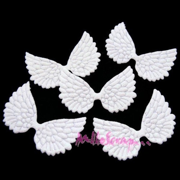 Appliques ailes, ailes tissu, embellissement scrapbooking, 5 pièces