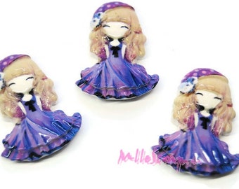 Cabochons little girls, little girls resin, scrapbooking embellishment, 3 pieces