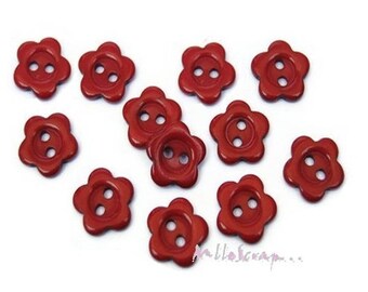 Boutons plastique, boutons fleurs, boutons scrapbooking, 10 pièces