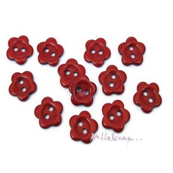 Boutons plastique, boutons fleurs, boutons scrapbooking, 10 pièces