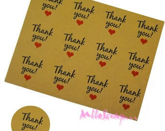 Etiquettes autocollantes, étiquettes thank you, étiquettes scrapbooking, 36 pièces