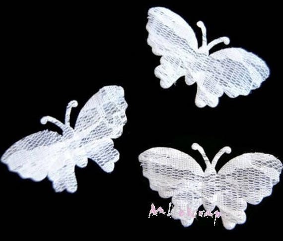 Butterfly appliques, fabric butterflies, lace butterflies, scrapbooking  embellishment, 4 pieces