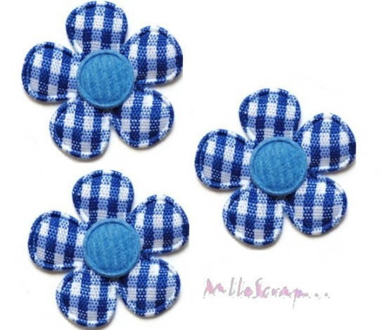 Flower appliques, fabric flowers, flower embellishment, scrapbooking flowers, 5 pieces image 1