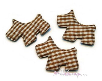 Dog appliques, vichy dogs, scrapbooking embellishment, 5 pieces