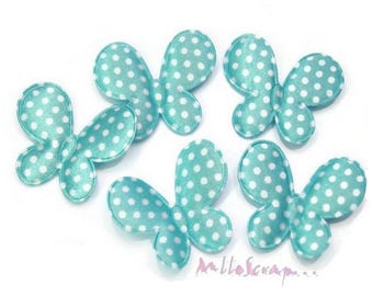 Appliques papillons, papillons tissu, embellissement scrapbooking, 5 pièces