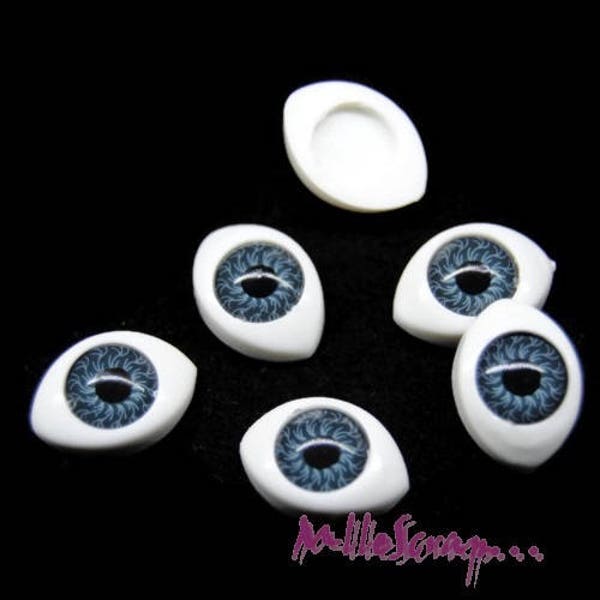 Yeux plastique, yeux bleu très foncé grisâtre, embellissement scrapbooking, 6 pièces