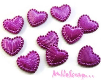 Cabochons hearts, resin hearts, scrapbooking embellishment, 10 pieces