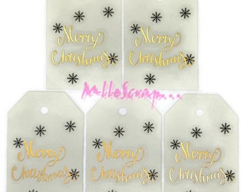 Labels, christmas tags, scrapbooking tags, 5 pieces