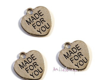 Charms hearts, hearts made for you, charms scrapbooking, 5 pieces