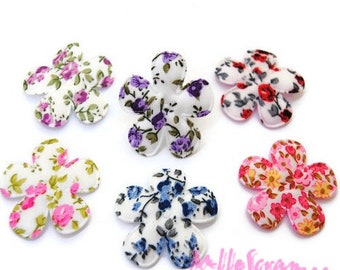 Flowers, fabric flowers, flower embellishment, scrapbooking flowers, 6 pieces