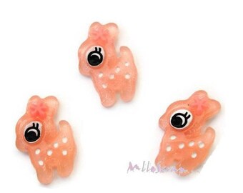 Cabochons petits faons, faons résine, embellissement scrapbooking, 4 pièces