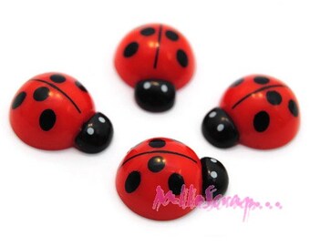 Ladybug cabochons, resin ladybugs, scrapbooking embellishment, 4 pieces