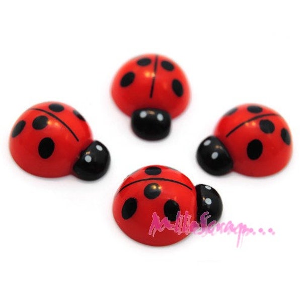 Cabochons coccinelles, coccinelles résine, embellissement scrapbooking, 4 pièces