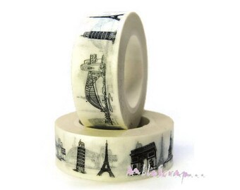 Masking tape monuments, masking tape noir, blanc , masking tape voyage, masking tape scrapbooking, 10 mètres