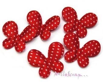 Appliques papillons, papillons tissu, embellissement scrapbooking, 5 pièces