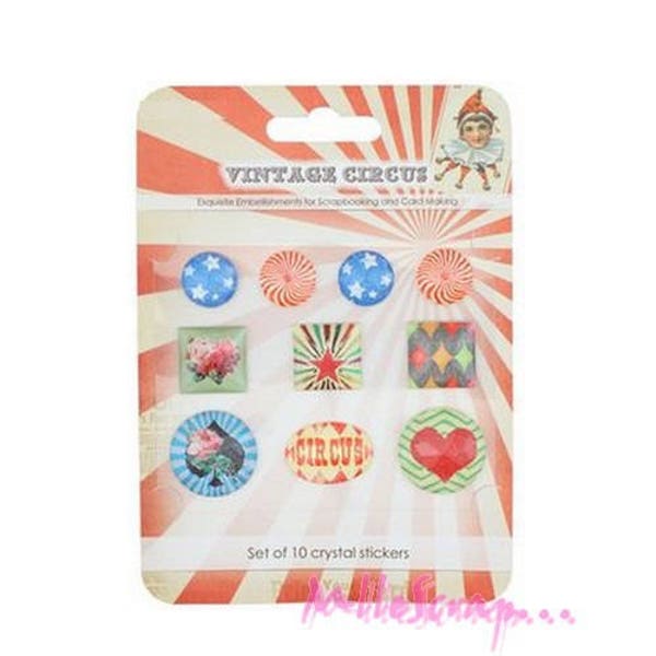 Cabochons autocollants, stickers, embellissement scrapbooking, 10 pièces