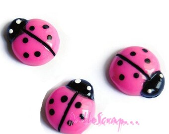 Ladybug cabochons, ladybugs resin, scrapbooking embellishment, 3 pieces