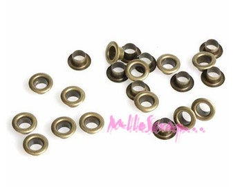 Œillets métal, œillets bronze, œillets scrapbooking, 20 pièces