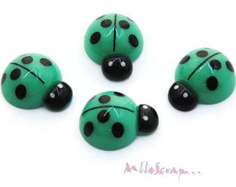 Ladybug cabochons, resin ladybugs, scrapbooking embellishment, 4 pieces