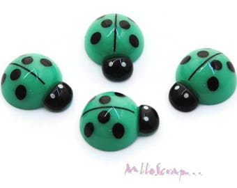 Cabochons coccinelles, coccinelles résine, embellissement scrapbooking, 4 pièces