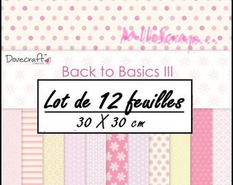 Papiers imprimés, papiers 30 X 30 cm, Dovecraft, papiers scrapbooking, 12 feuilles