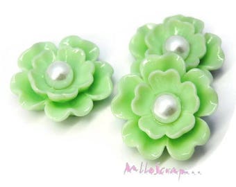 Cabochons fleurs, fleurs résine, fleurs scrapbooking, 3 pièces