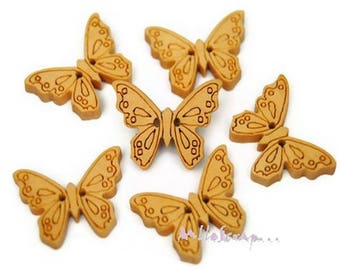 Boutons bois, boutons papillons, boutons scrapbooking, 10 pièces