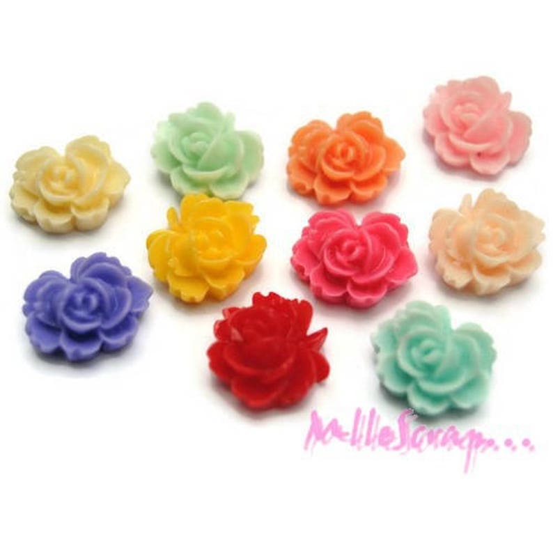 Fleurs multicolores résine, embellissement fleurs, fleurs scrapbooking, 10 pièces image 1