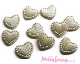 Cabochons coeurs, coeurs résine, embellissement scrapbooking, 10 pièces